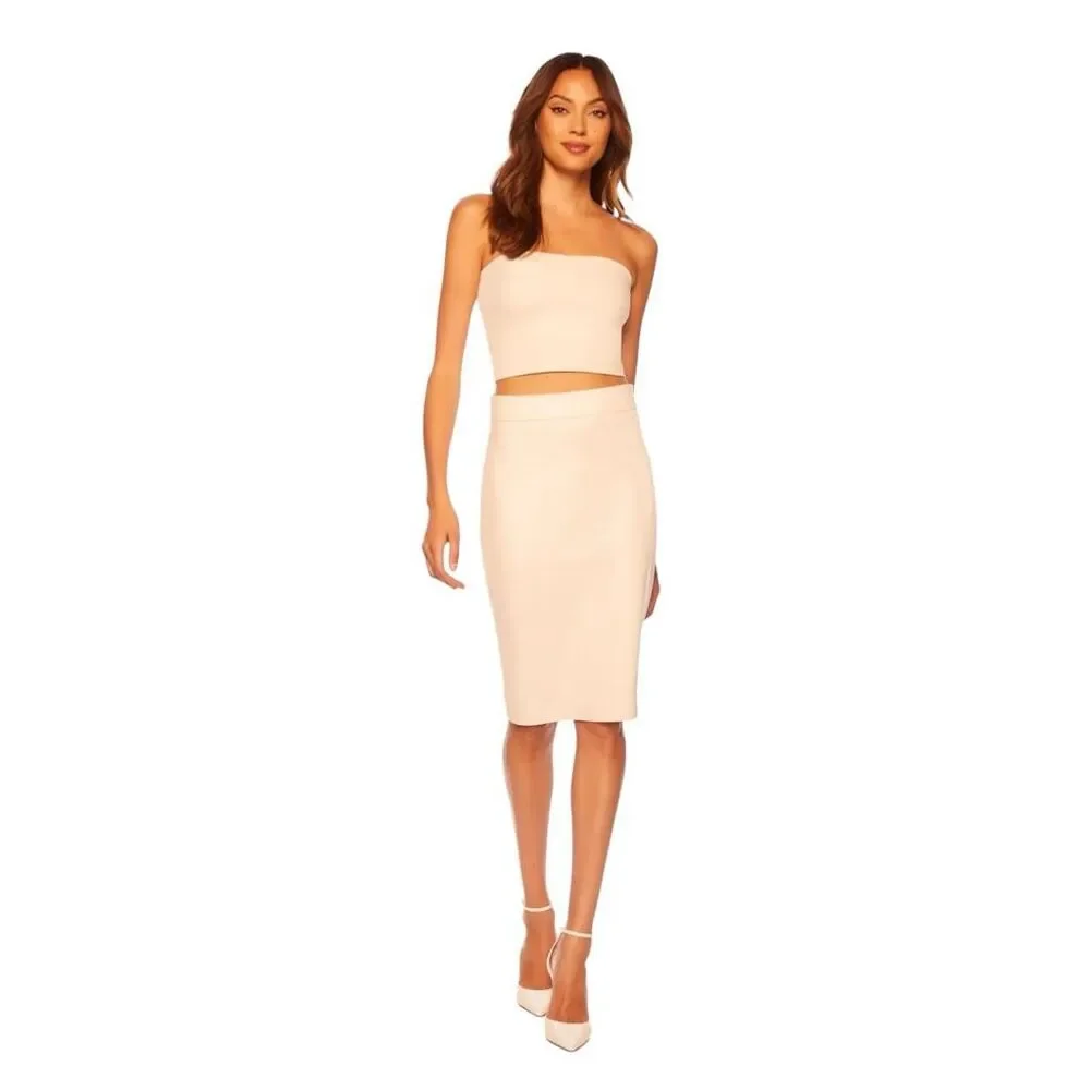 Susana Monaco Essential Faux Leather Pencil Skirt in Opal Small - Picture 16 of 16